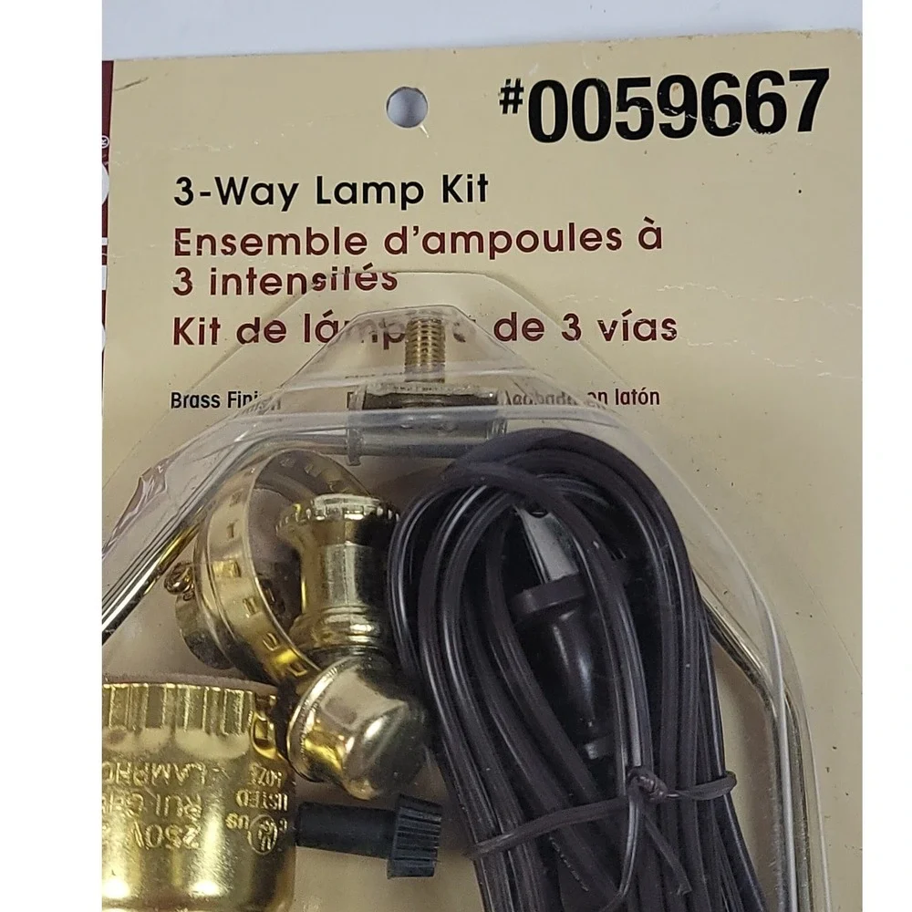 Portfolio 3-Way Lamp Kit Brass Finish 10in Harp 8ft Cord 0059667 924L NEW